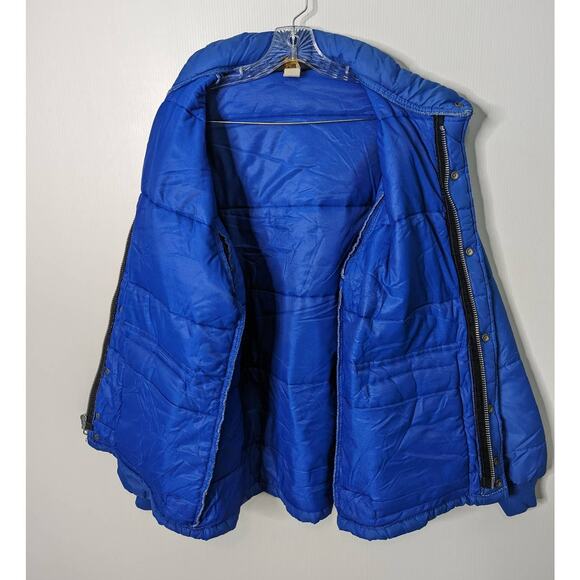 Vintage 70's Swingster Men's Blue Puffer Jacket Zip and Snap Front Made in USA - Picture 6 of 10